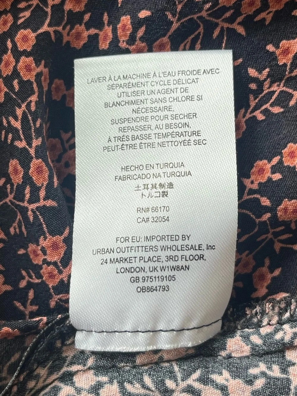 Free People Clara V-Neck 3/4 Sleeve Waist Tie Black Floral Tunic Mini Dress Sz M